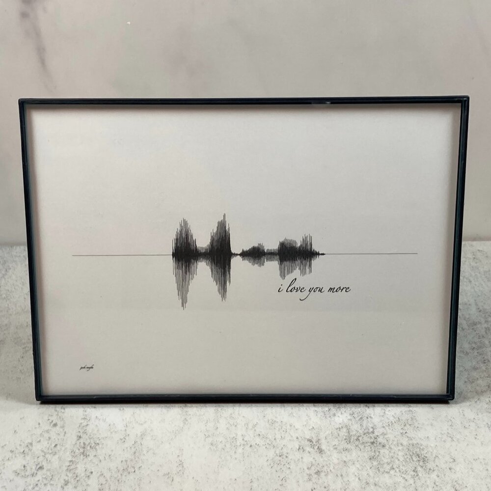 NEW I Love You More Soundwave Framed Wall Art 5x7in Black White Minimalist